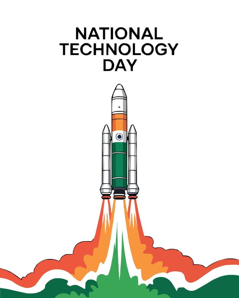 national technology day logo with a rocket vector