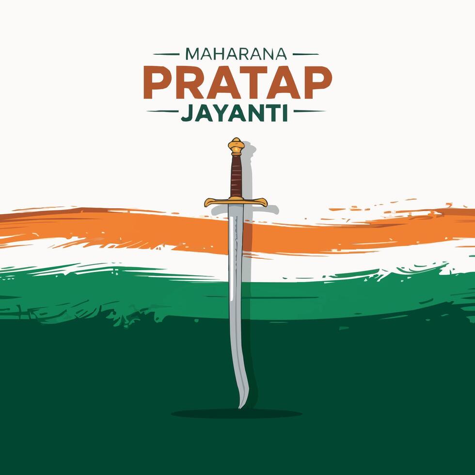 pratap jayanti background with sword illustration vector