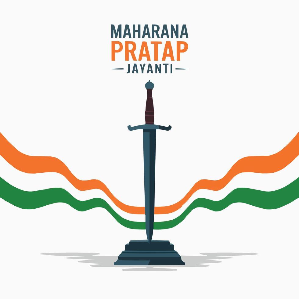 Maharana Pratap Jayanti Sword Illustration with Indian Flag Colors vector