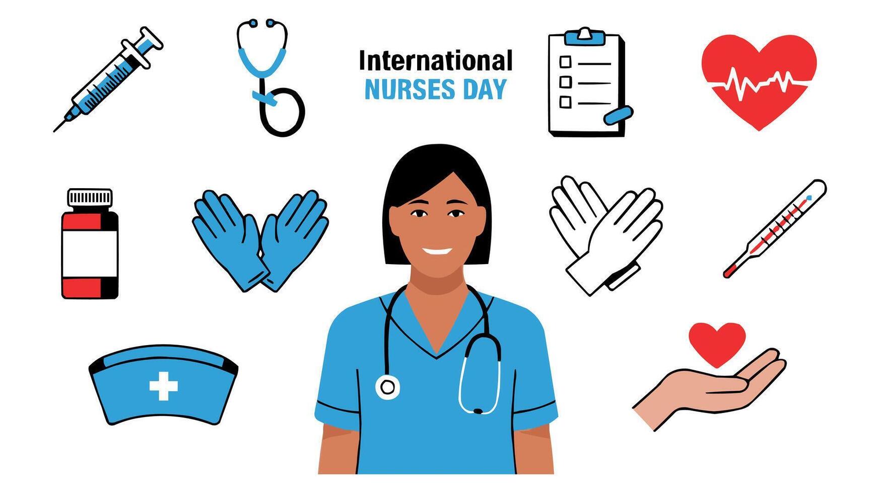International Nurses Day Flat Illustration with nurses Elements vector