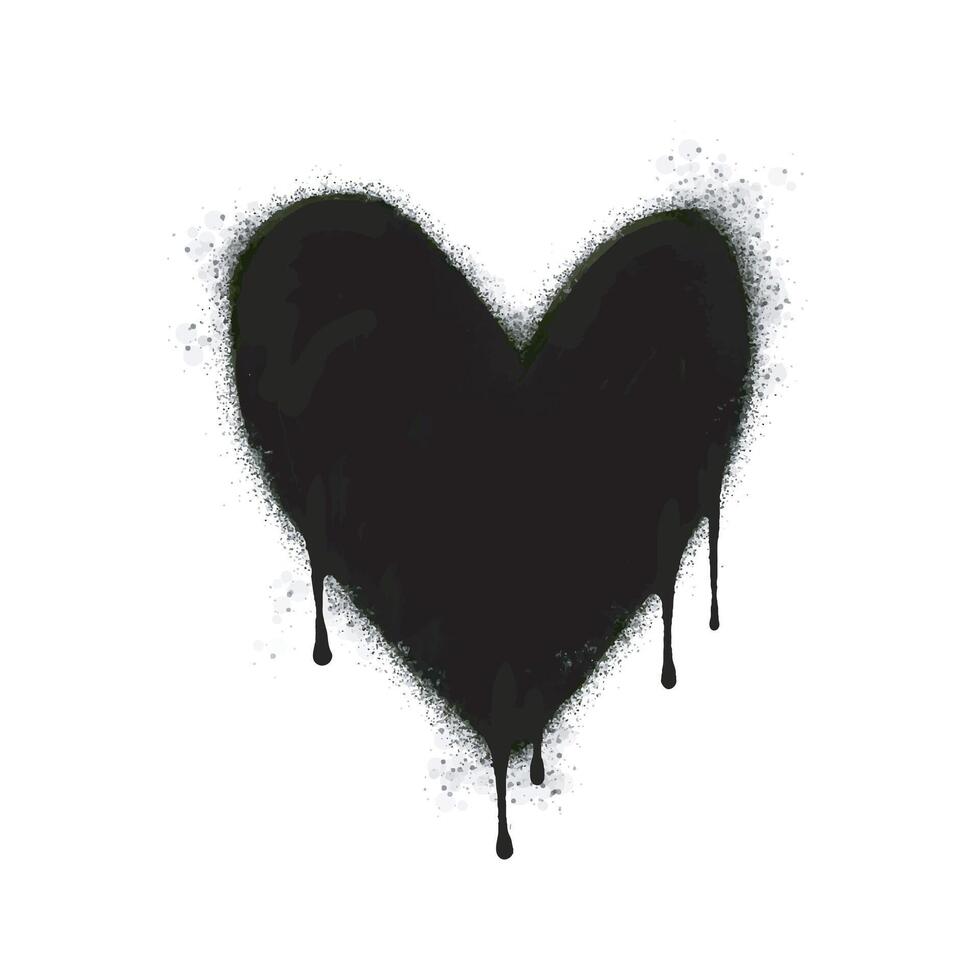 Spray painted graffiti heart icon Sprayed word isolated on white background. Love icon with graffiti font with black spray on white. Icon illustration. vector
