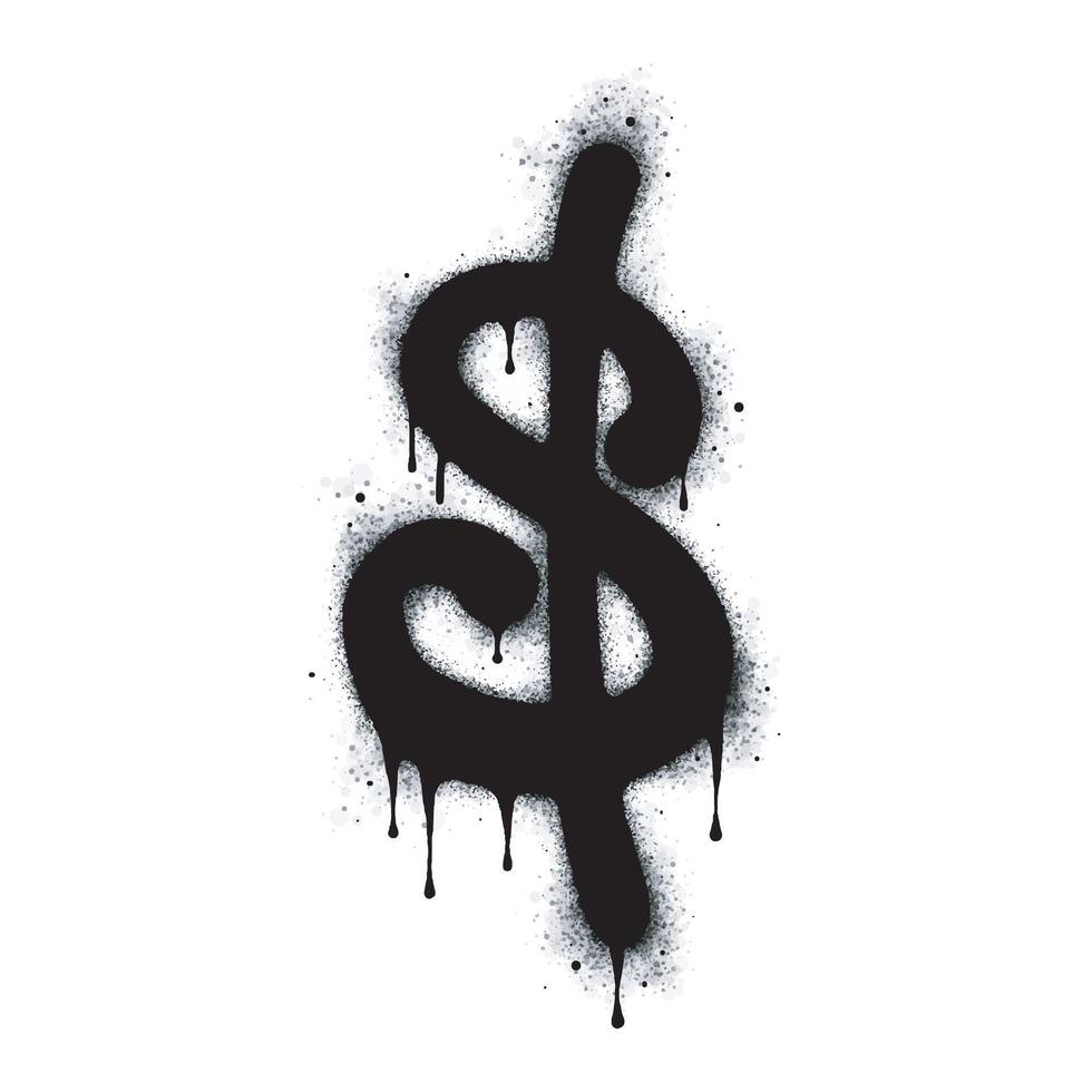Currency graffiti spray painted in black on white. Dollar icon sprayed. isolated on white background. currency illustration vector