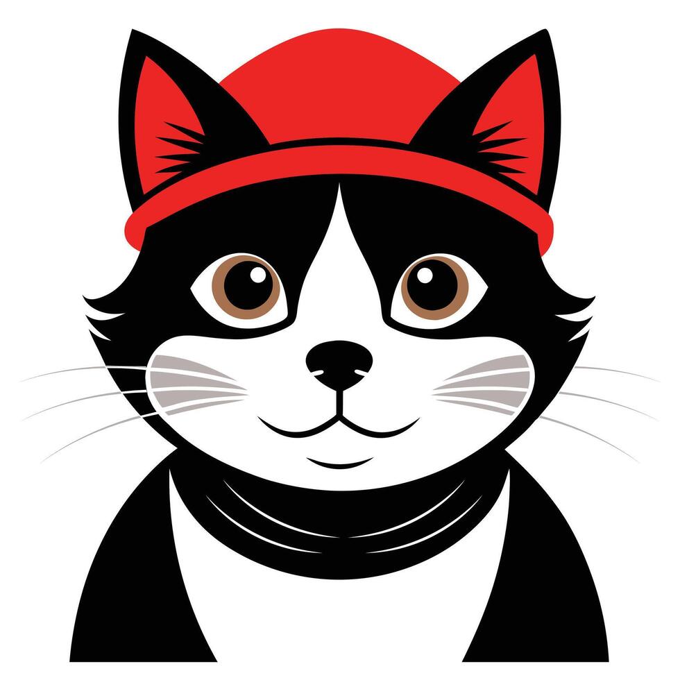A minimalist and stylish black and white illustration of a cat with a playful expression.eps vector