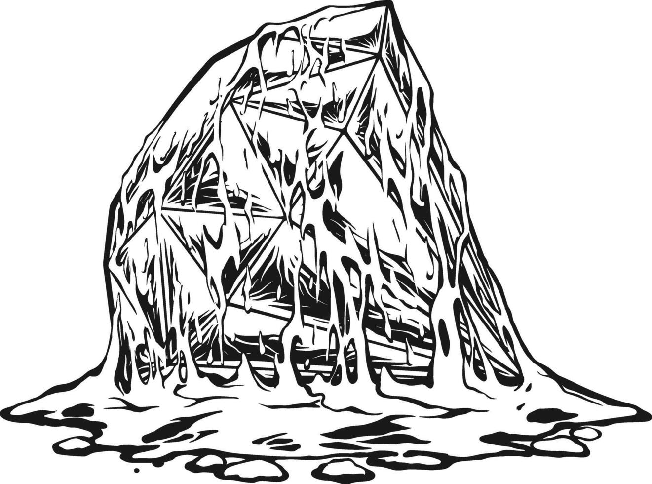 Melting Neon Crystal with Toxic Slime Silhouette vector