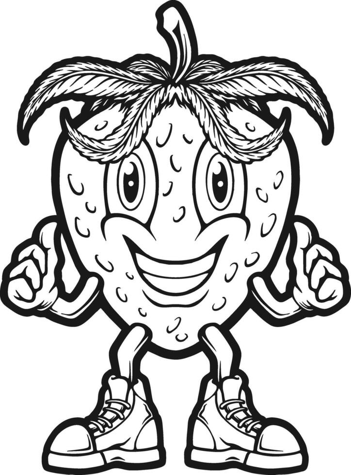 Strawberry Character Doing Thumbs Up Silhouette Design vector