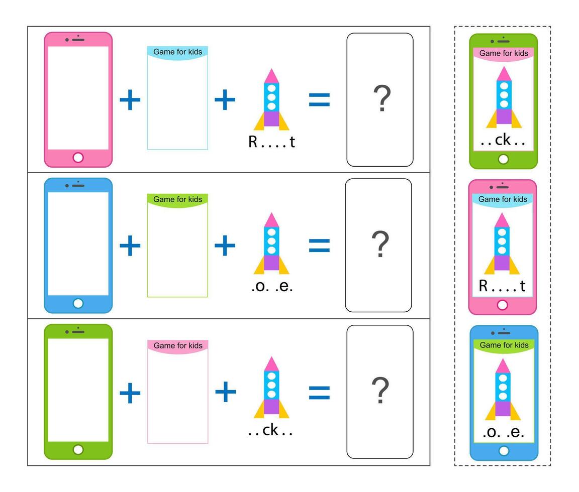 Logic game Add up the elements and choose an answer. vector