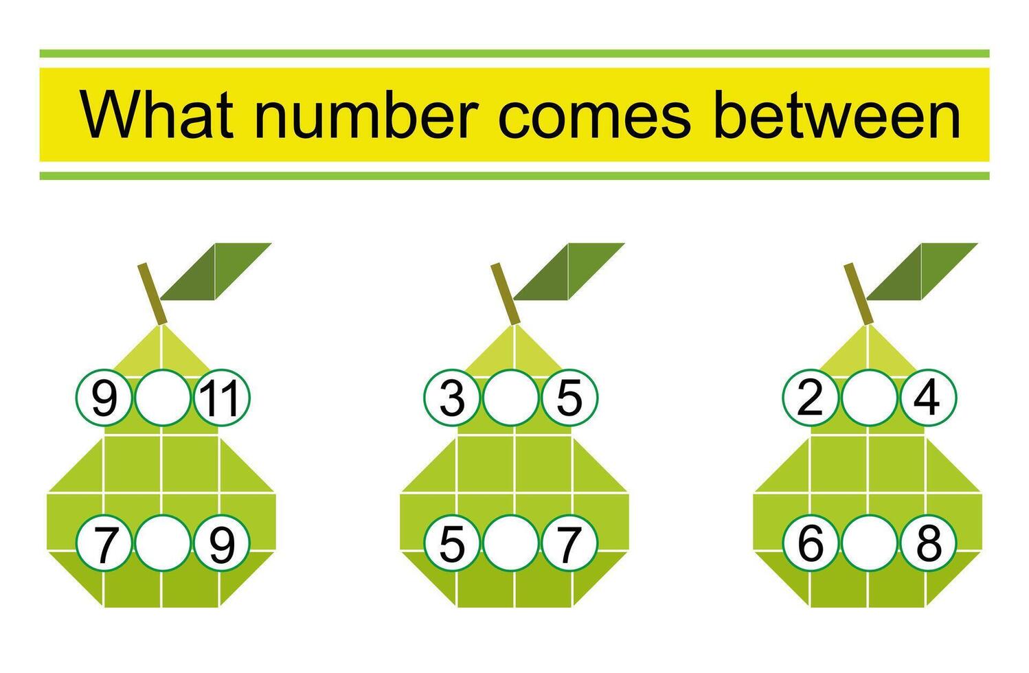 Math worksheets for children. illustration of cartoon pear. vector