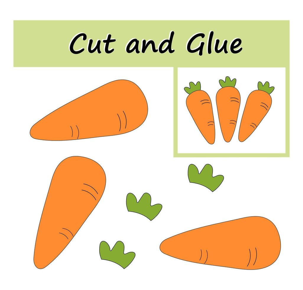 Cut parts of the image and glue on the paper. DIY worksheet. Cartoon carrot. vector