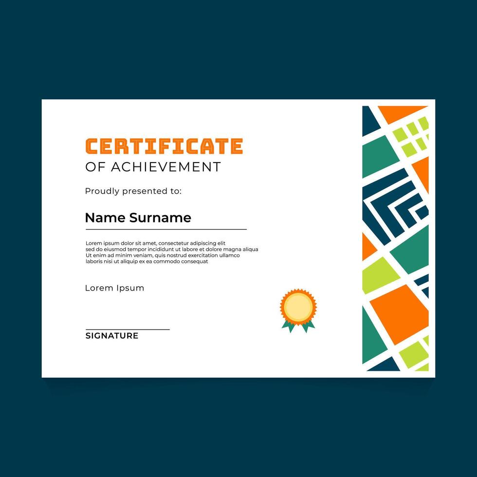 Certificate Template Design with Square Geometric Retro Mosaic vector