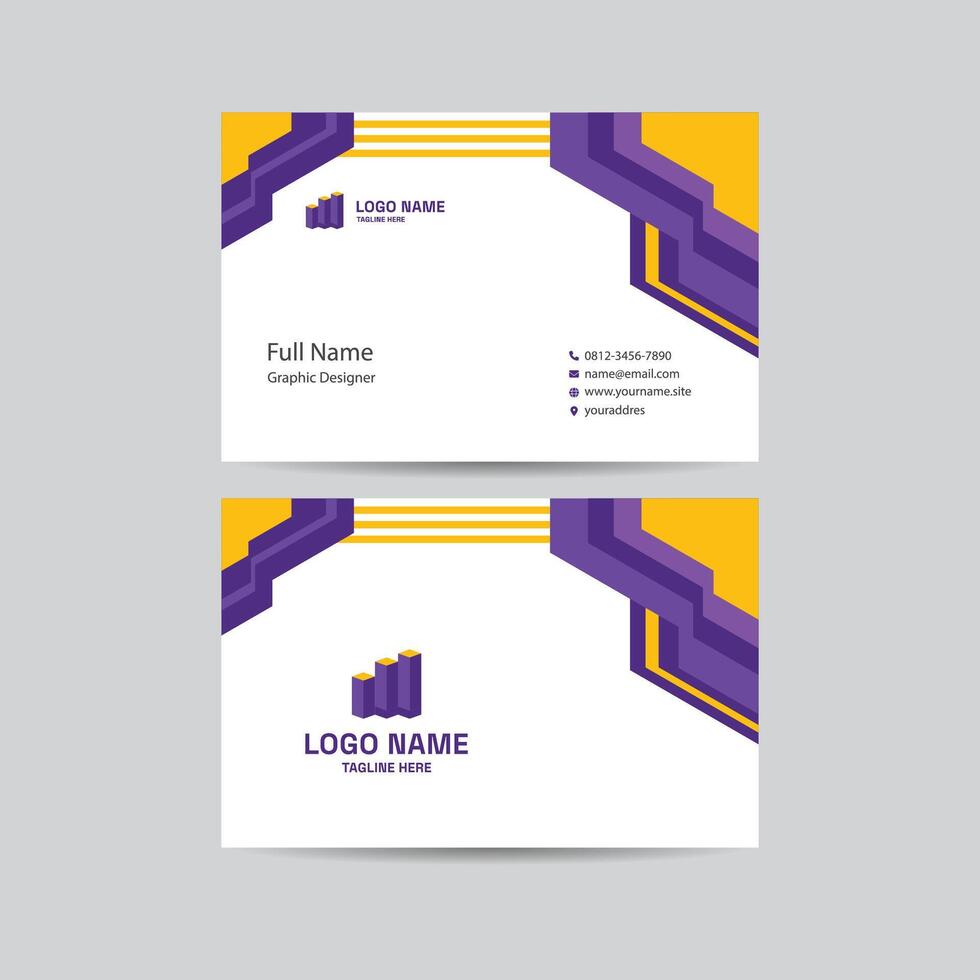 Professional Purple Business Card Layout with Geometric Style vector