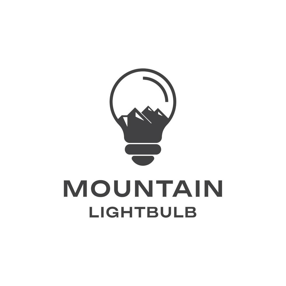 minimalist logo combining a mountain and lightbulb vector