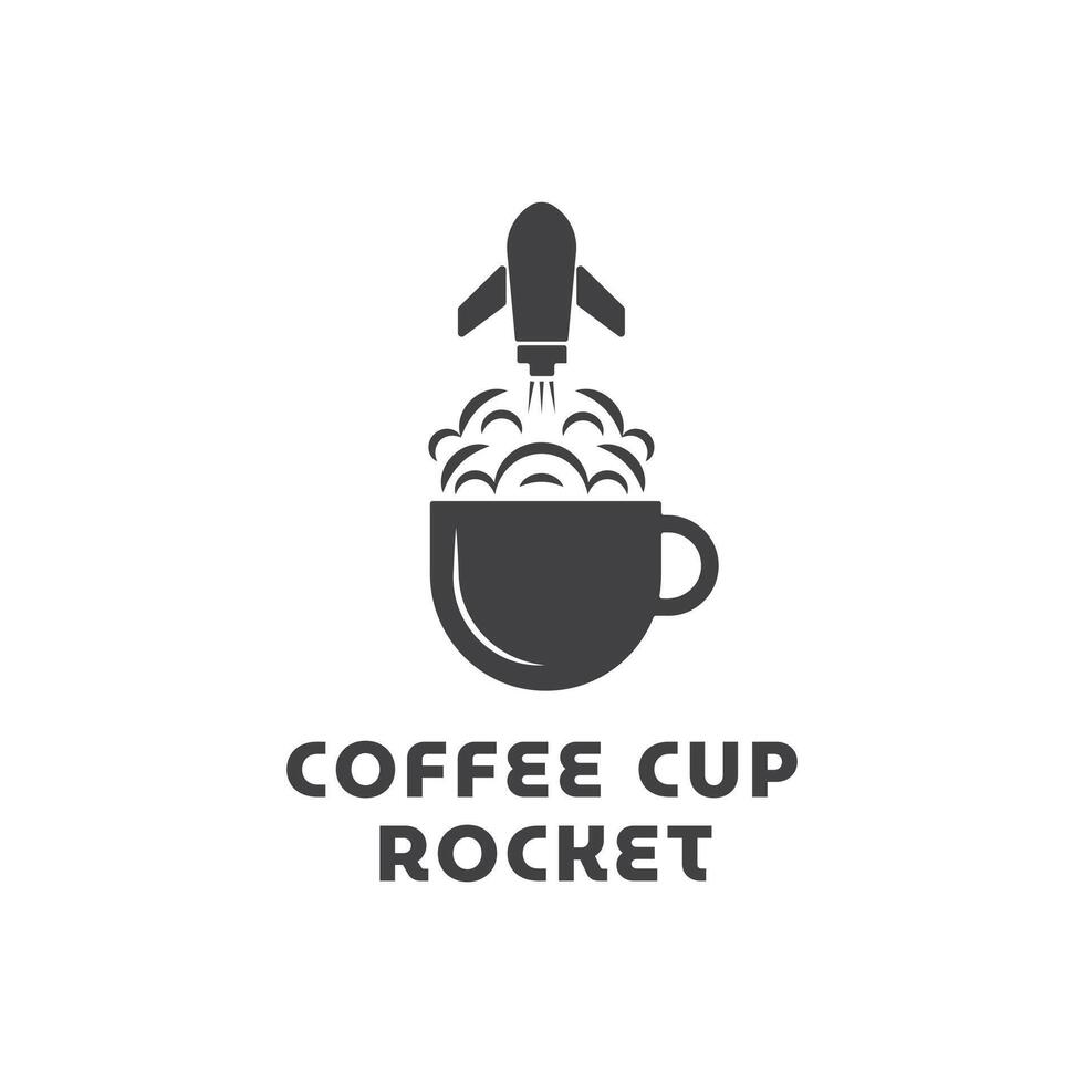 ogo featuring a coffee cup with a rocket-shaped steam vector