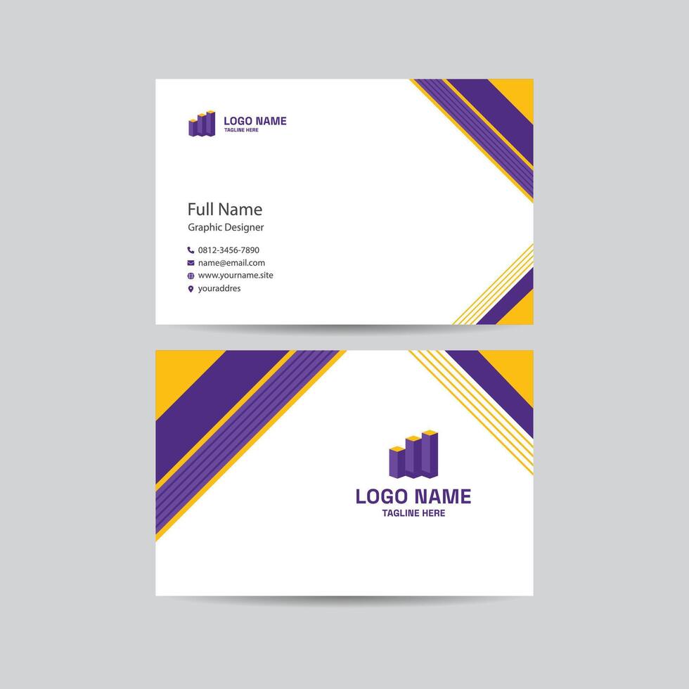 Creative Geometric Business Card in Purple and Yellow Theme vector