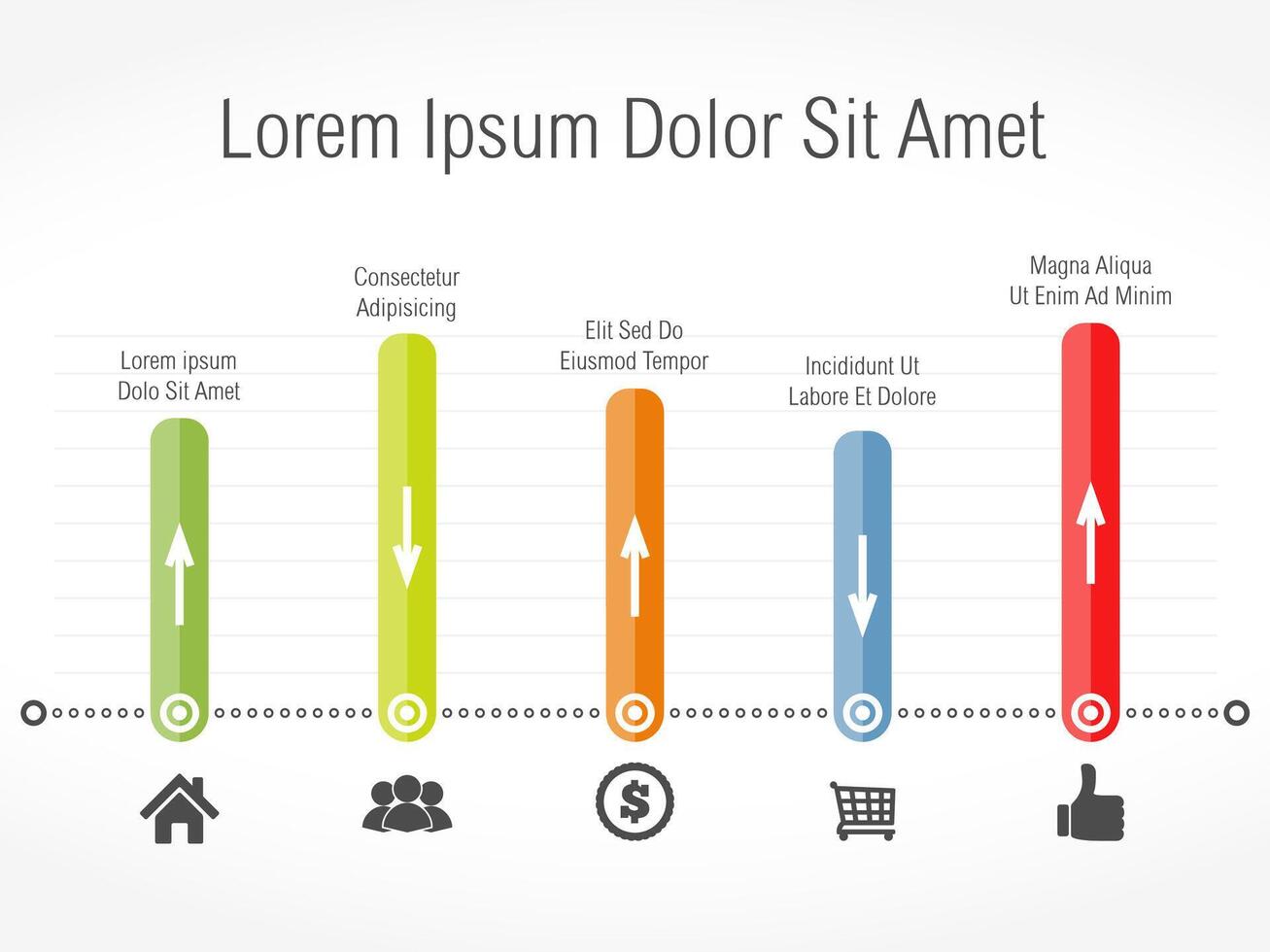 Bar graph template with icons vector