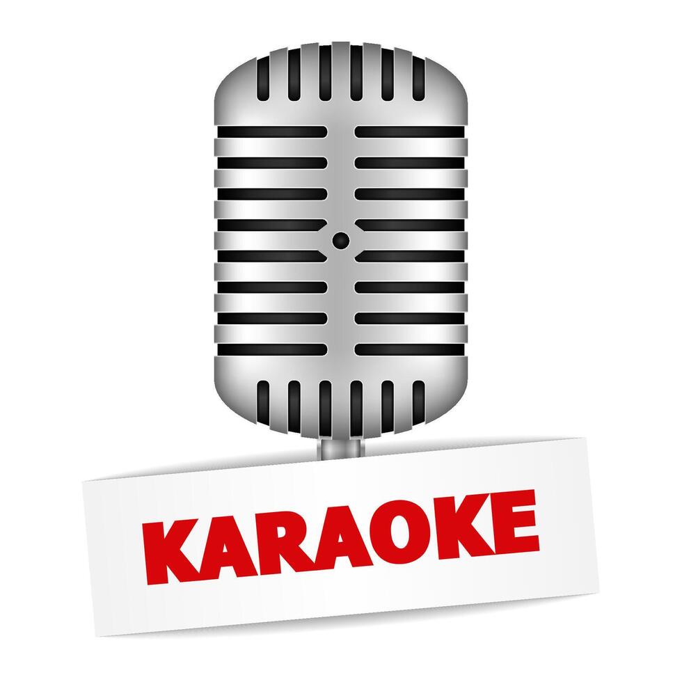 Karaoke banner with retro microphone vector