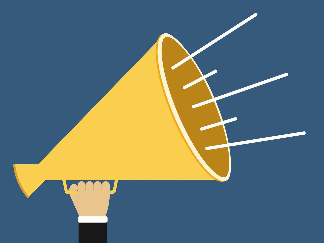 Hand holding yellow megaphone vector