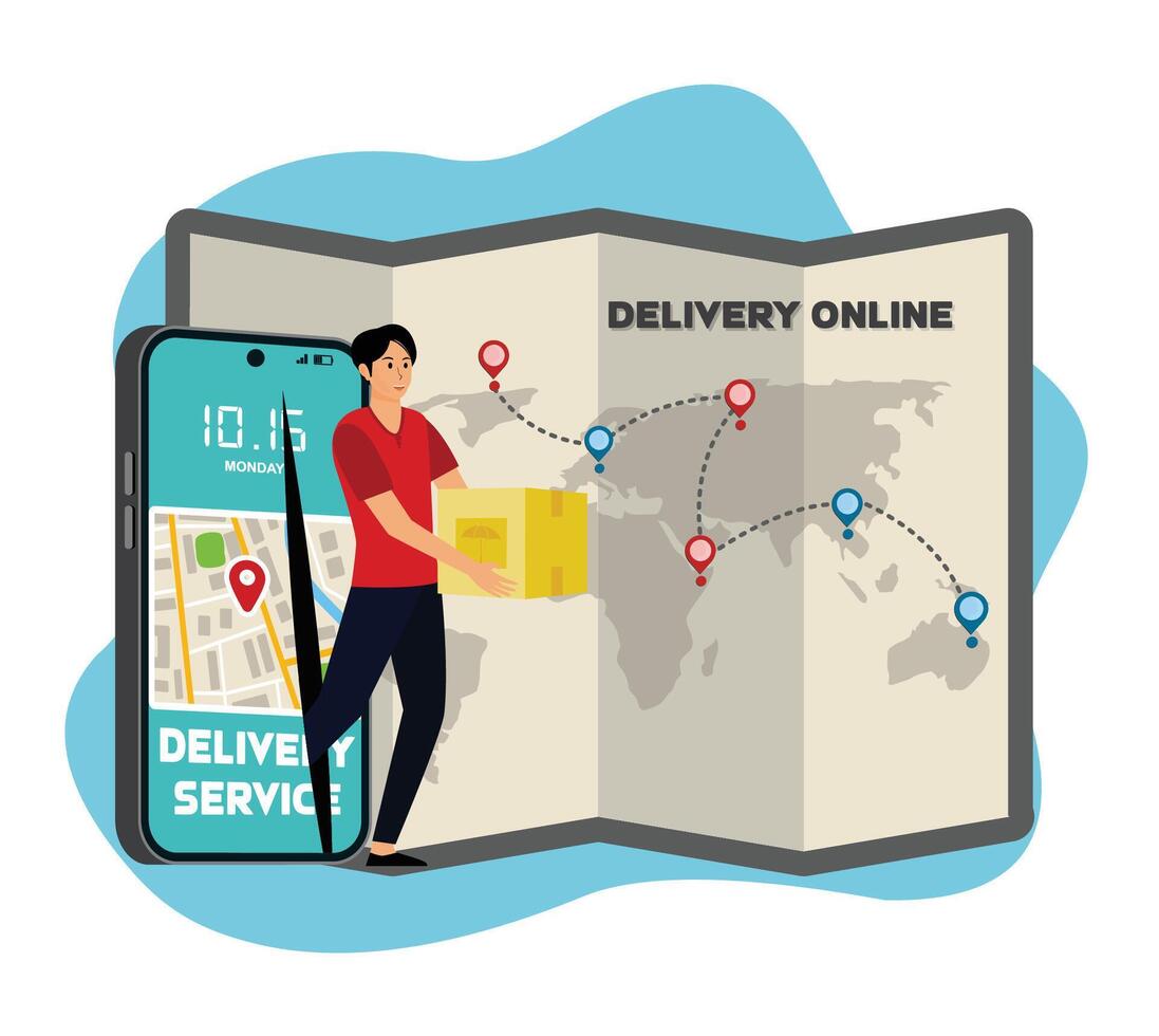 Fast online delivery service. Online order. Internet e-commerce. vector
