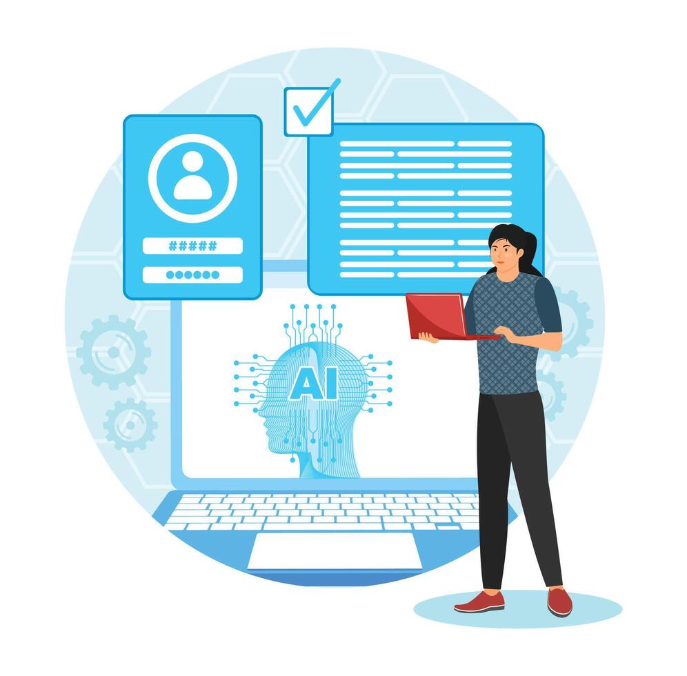 AI-Powered Onboarding Process abstract metaphor concept.. vector