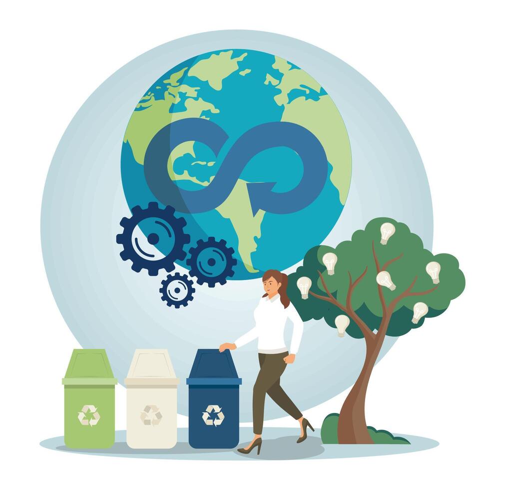Representing Recycling. Sustainability, and Circular Economy Concepts With Eco Themed. vector