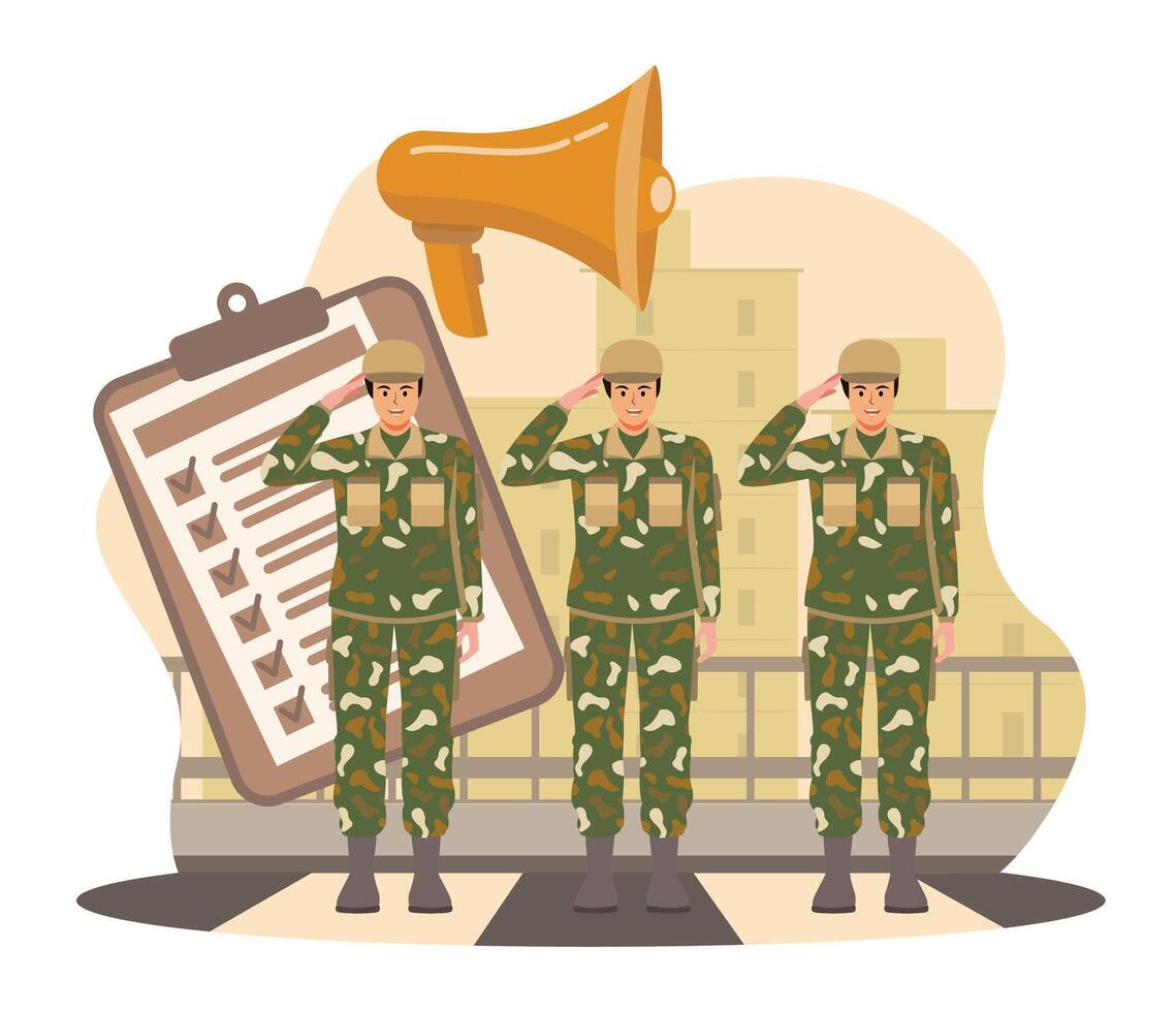 Compulsory military service concept. vector