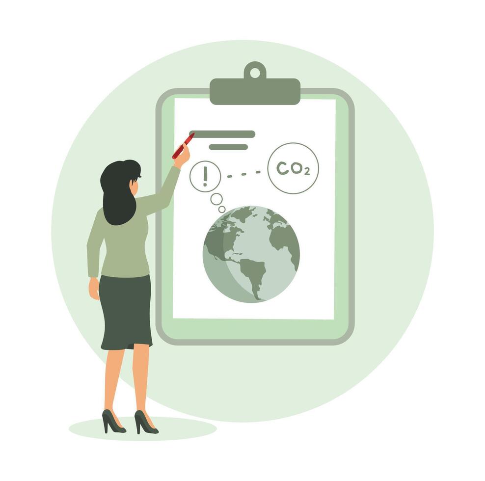 Resources reuse and reduce co2 emission and climate impact. vector