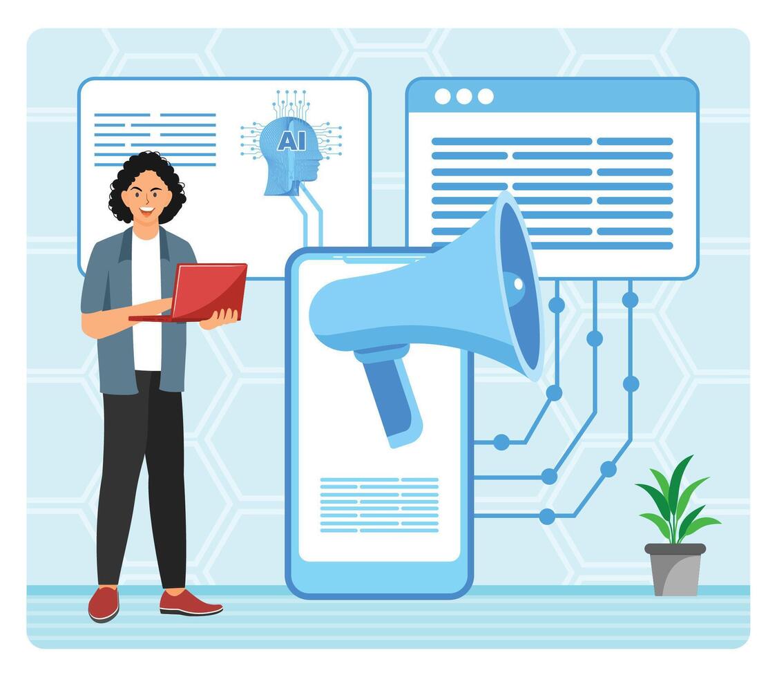 Marketing Content assistance concept. vector