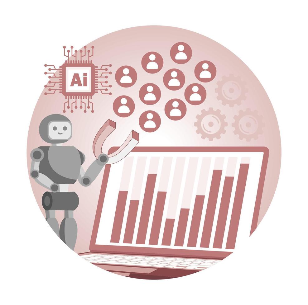 AI Enhanced Automated Customer Engagement Abstract Concept. Customer interaction with chatbots and social media. vector