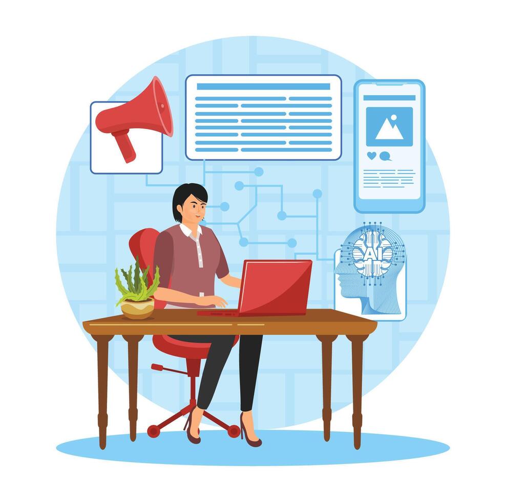 Marketing Content Assistance Abstract Concept. vector