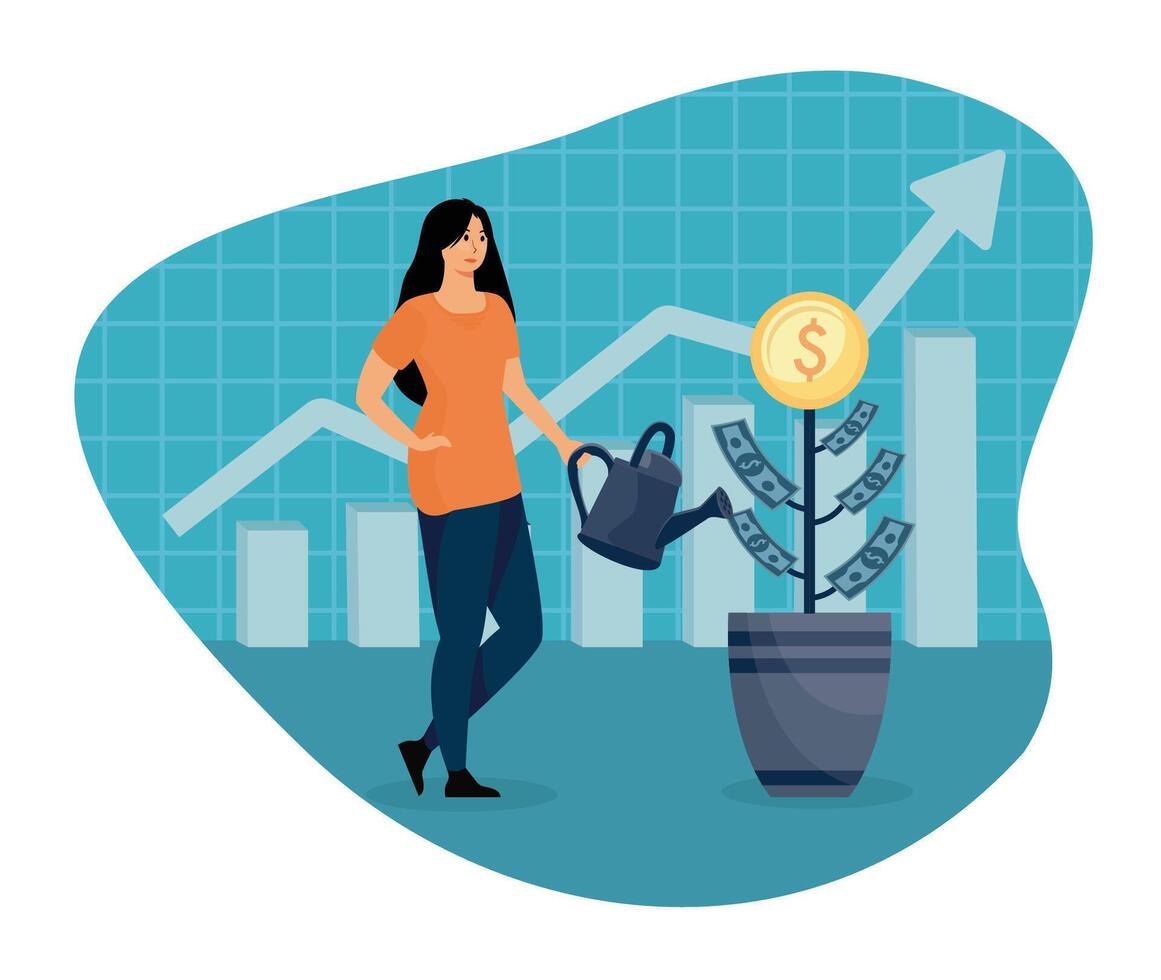 Investing money in self development concept. vector