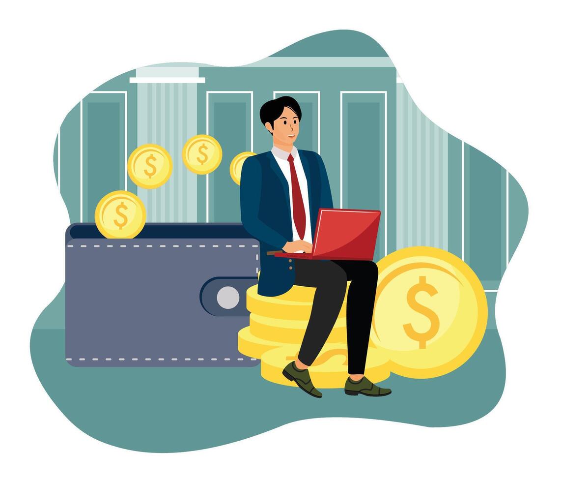 Earning, spending and save money concept. vector
