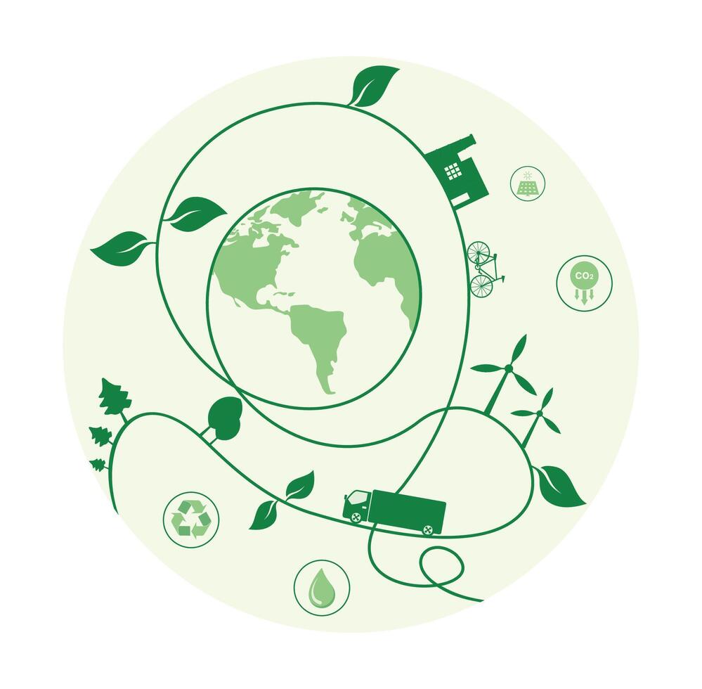 Sustainable design depicting nature and renewable energy concepts. vector
