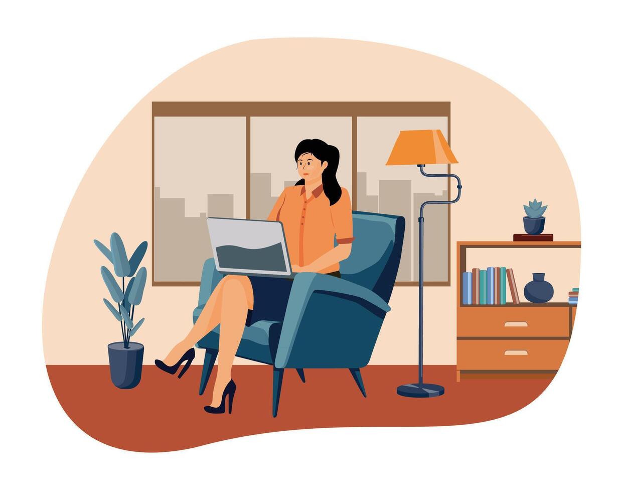 Working at home, coworking space concept. Freelance Outsourced Employee Occupation. vector
