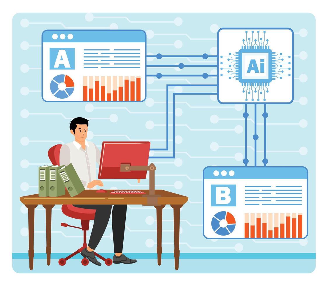 A-B Testing and AI-Refined Marketing vector