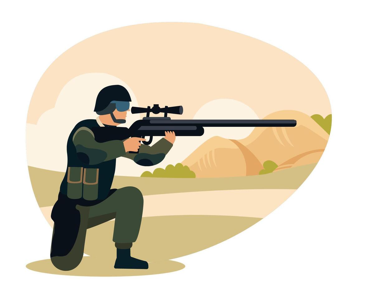 Military Training concept. Train Preparedness, accuracy, and defense tactics. vector