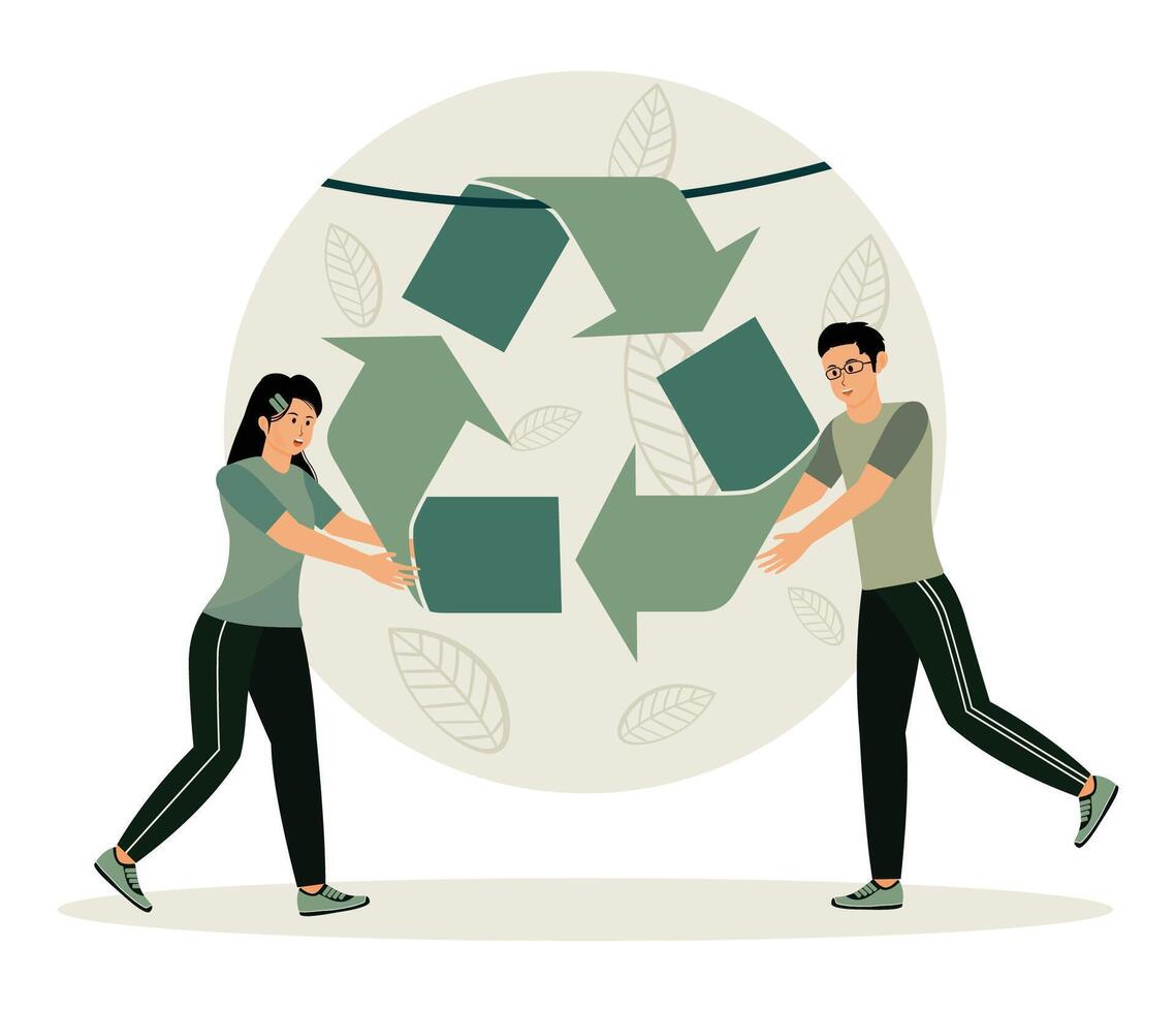 Recycling and Sustainable Practices with Teamwork. vector