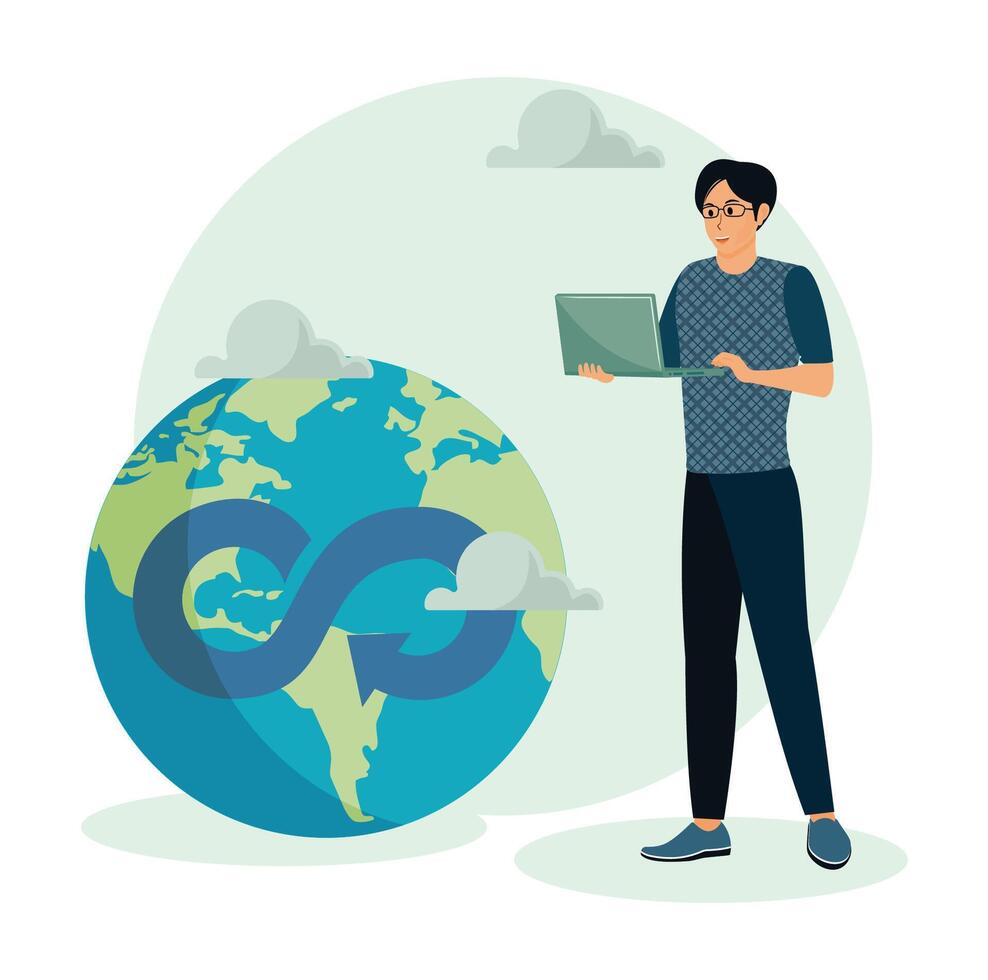 Environmental Awareness with Technology for Sustainability. vector