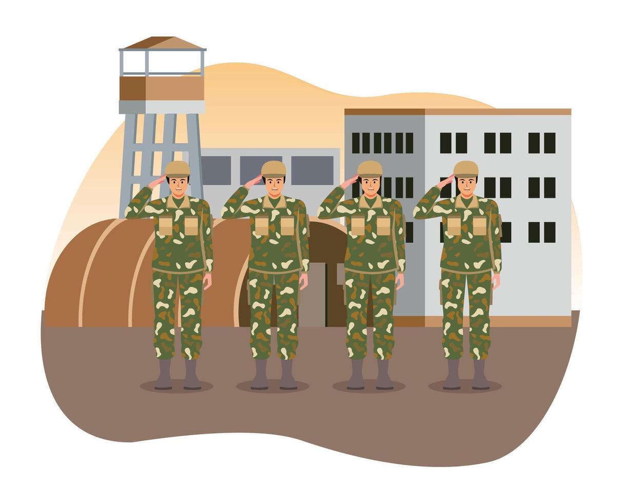 Army training and Fighters concept. vector