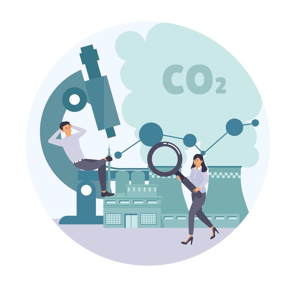 Analyzing co2 and carbon emissions. vector