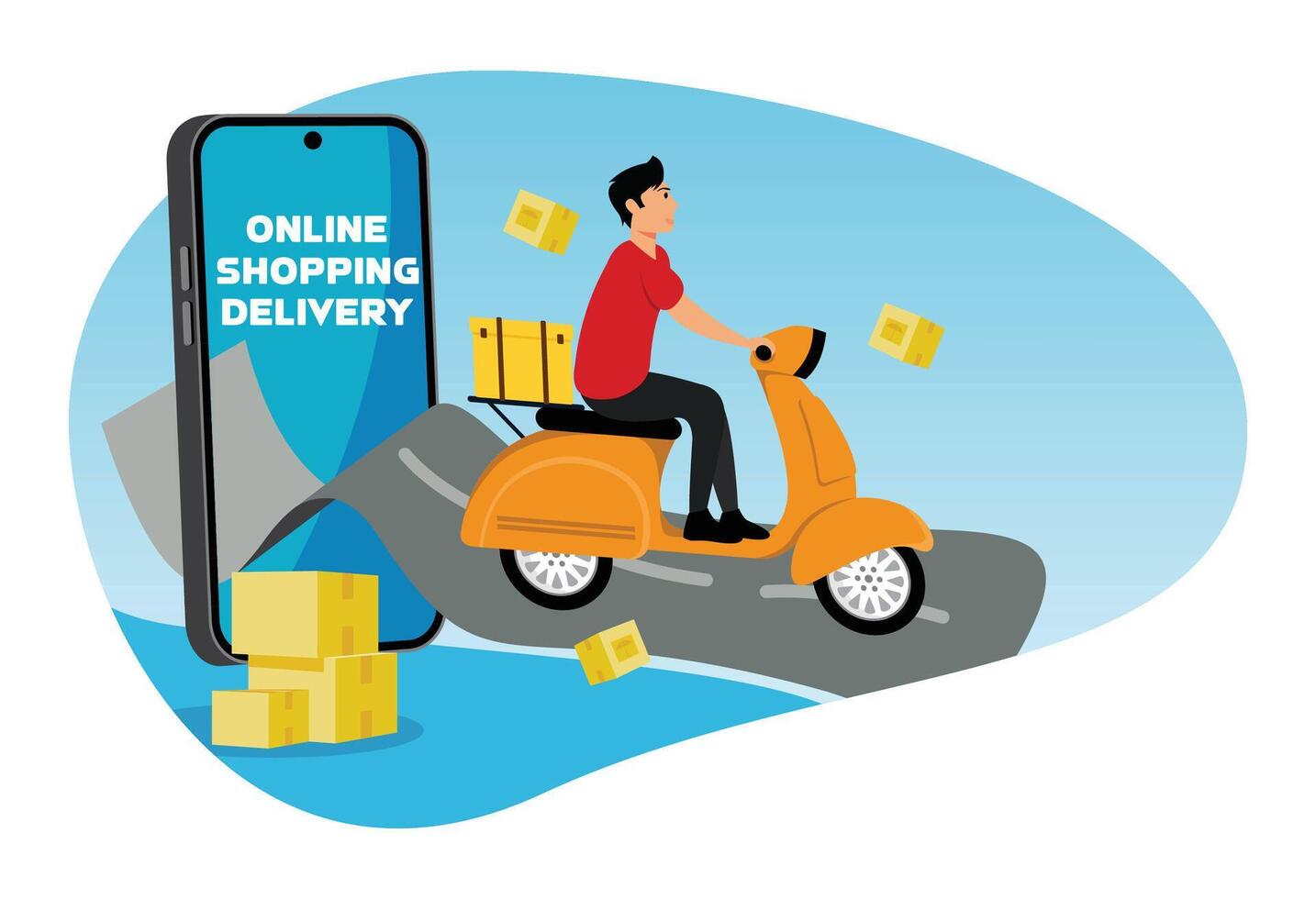Online shopping courier service application. vector