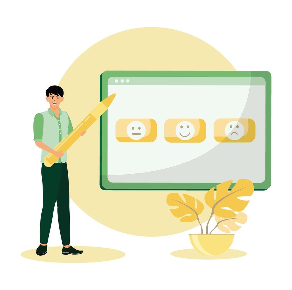 Customer satisfaction on rating scale with emoji. vector