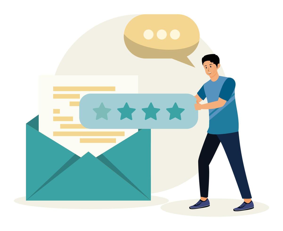 Giving positive feedback to help desk service. vector