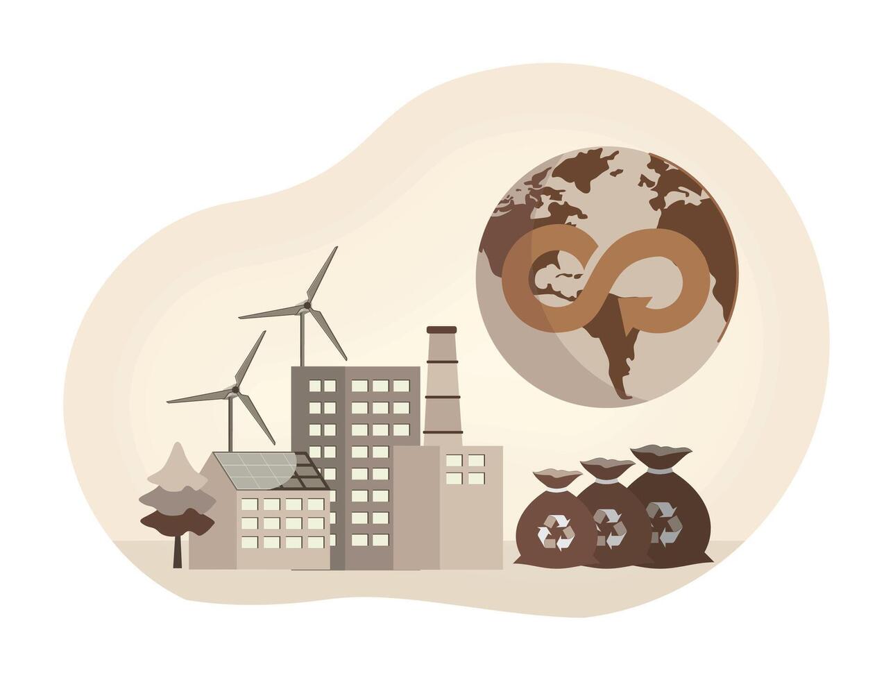 Renewable Energy and Circular Economy Principles. vector