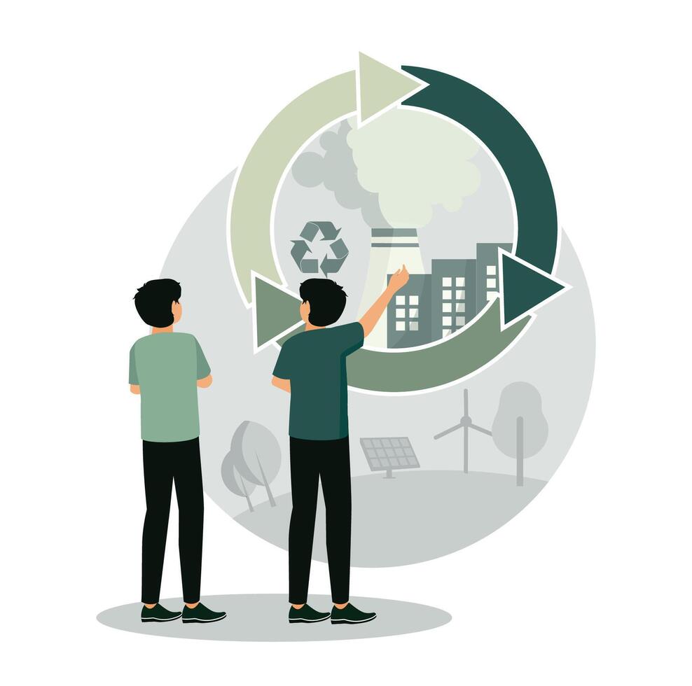 Circular economy concept. Recycling and Renewable Energy. vector