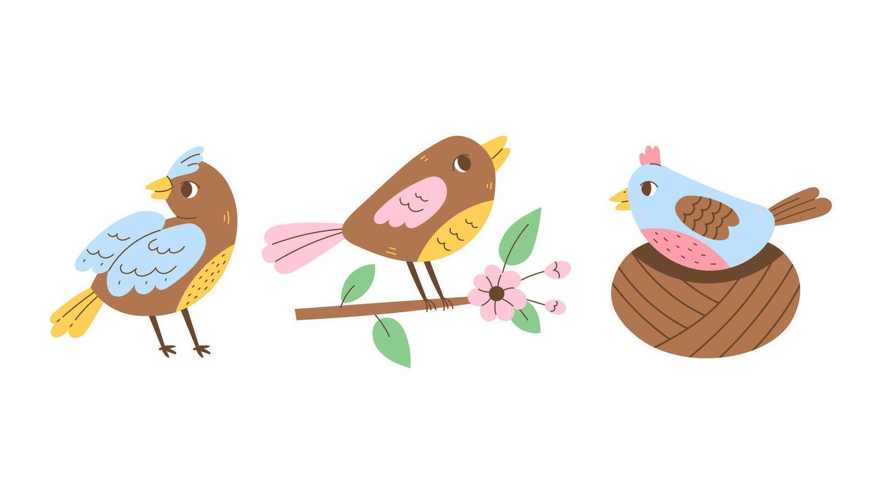 Cartoon Birds Set vector