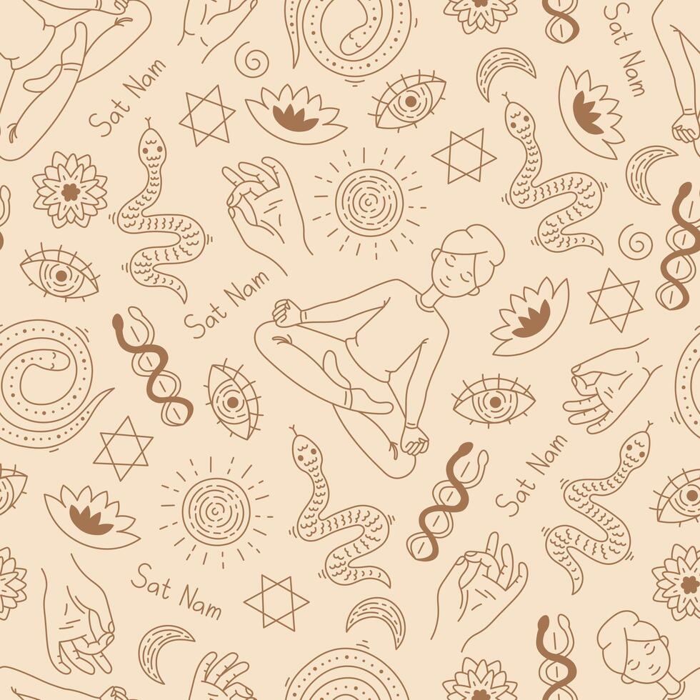 Kundalini Yoga Seamless Pattern vector