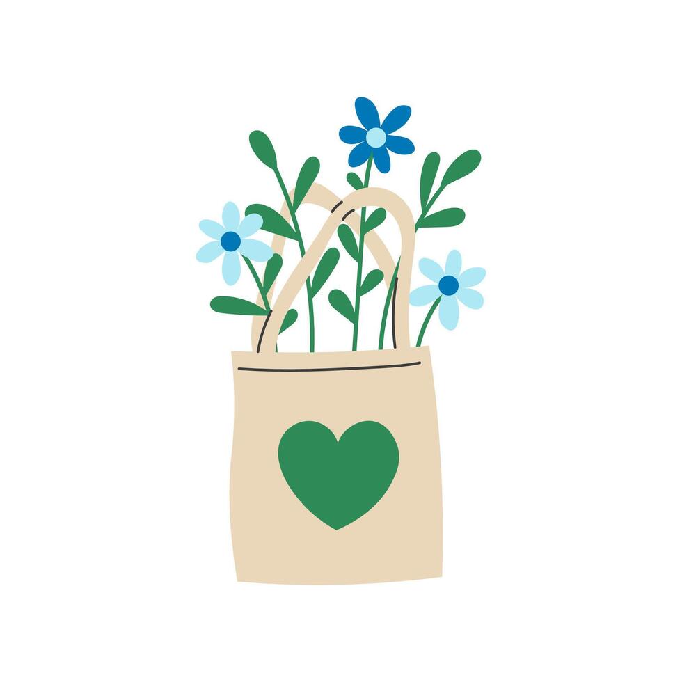 Eco Bag with Flowers and Branches vector
