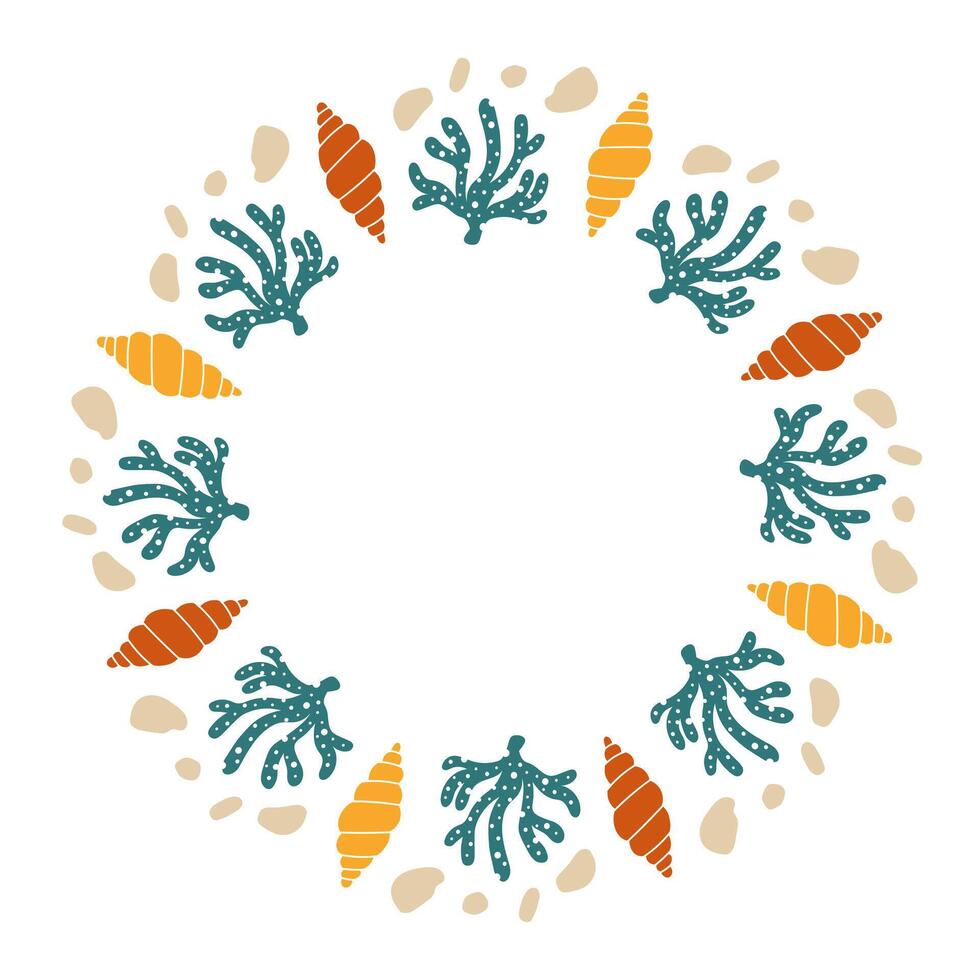 Seashell Coral Pebble Frame vector