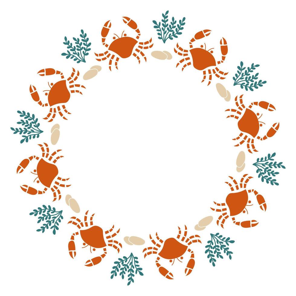 Crabs and Seaweeds Wreath vector