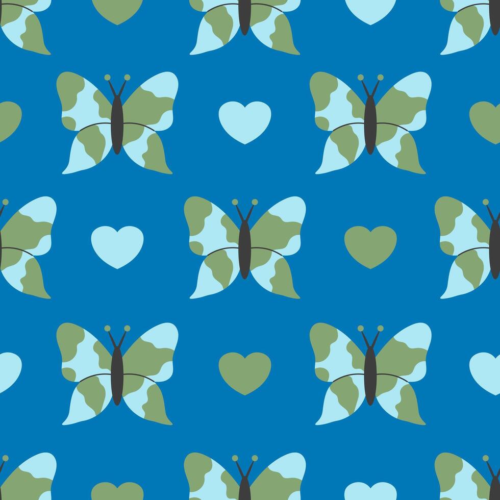 Butterflies with World Map on Wings Seamless Pattern vector