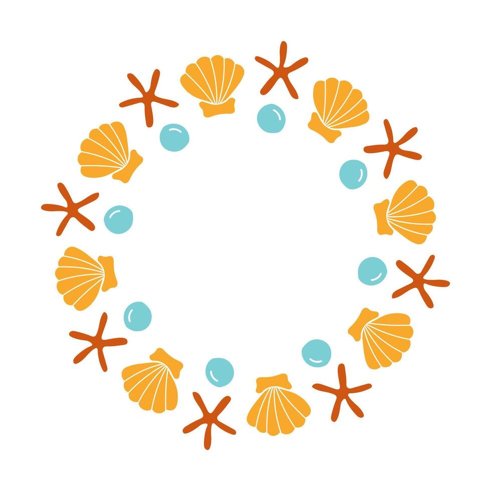 Starfish and Scallop Shell Frame vector